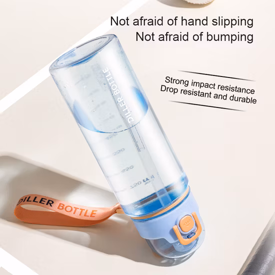 Bottiglia d'acqua in paglia di plastica senza BPA Tritan sportiva personalizzata con corda